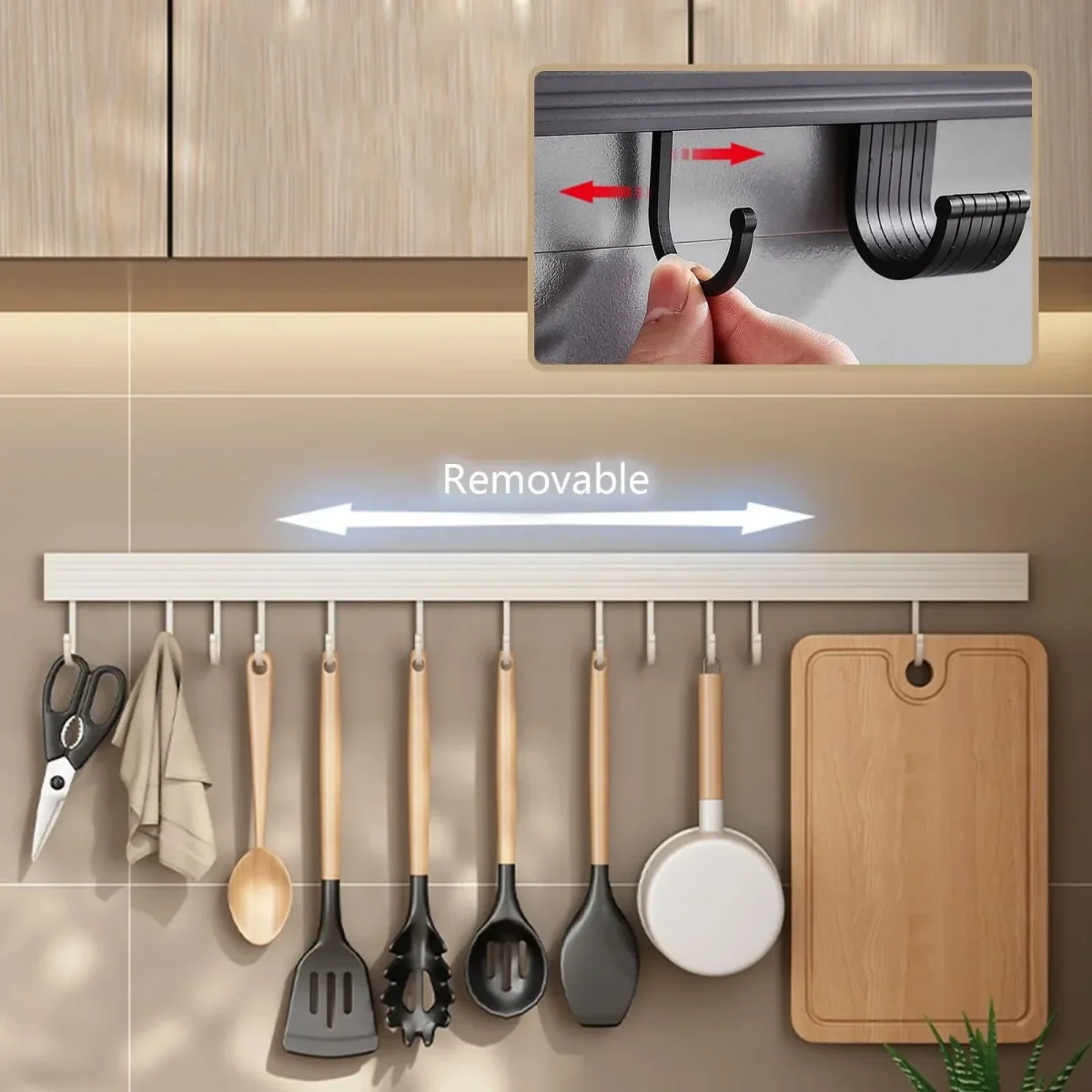 RAILFLOW – No-Drill Kitchen Hanger Rack for Everyday Organization - Imagen 3