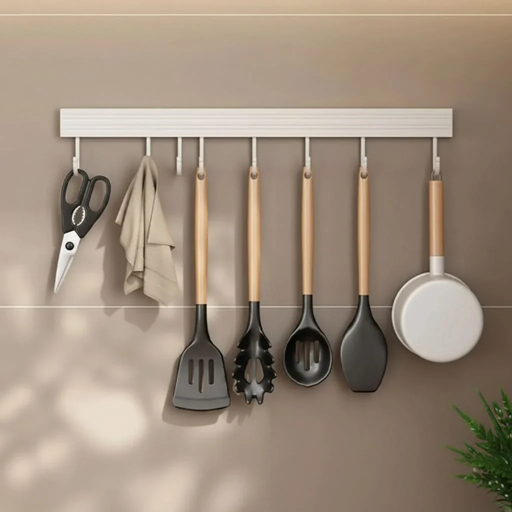 RAILFLOW – No-Drill Kitchen Hanger Rack for Everyday Organization - Imagen 7