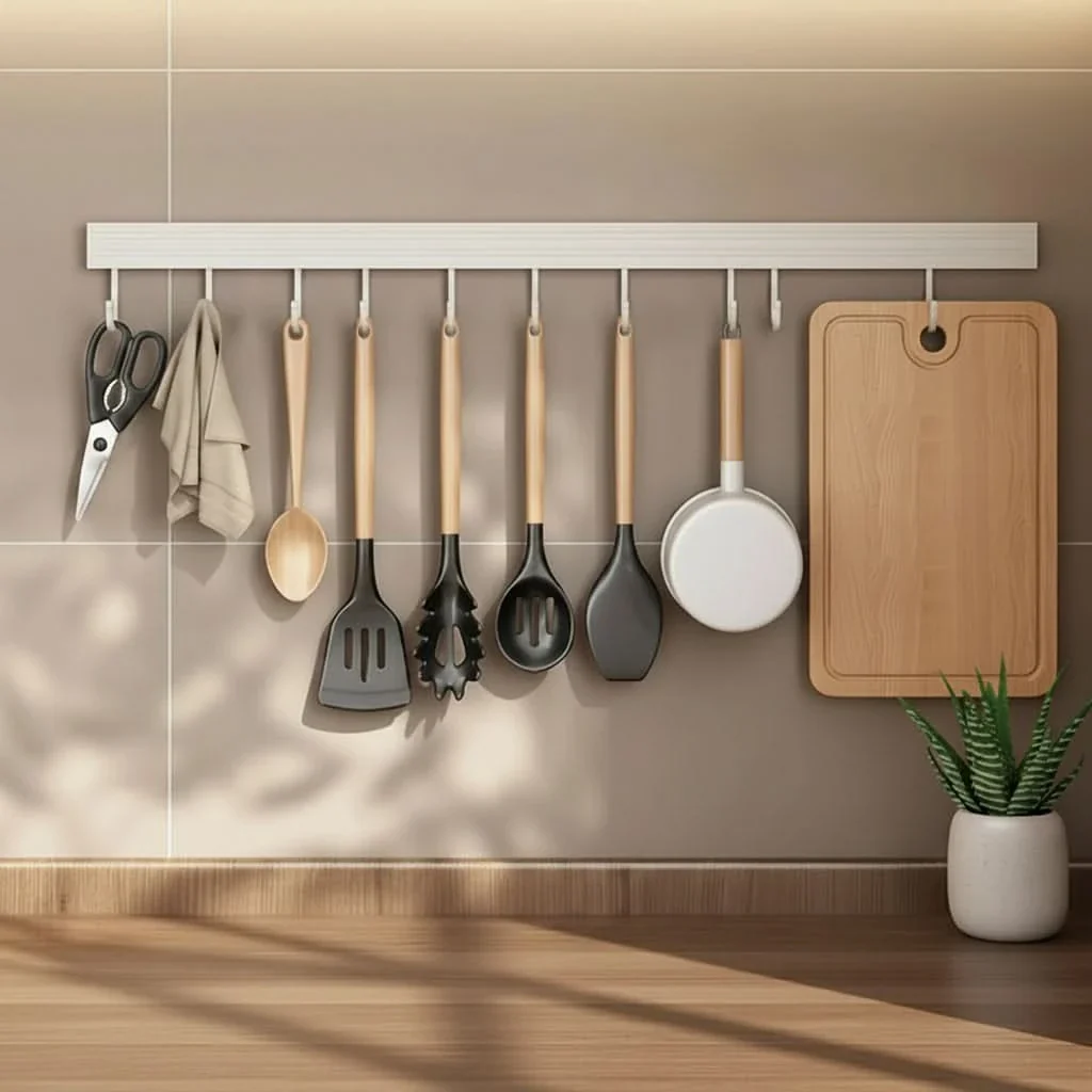 RAILFLOW – No-Drill Kitchen Hanger Rack for Everyday Organization - Imagen 8