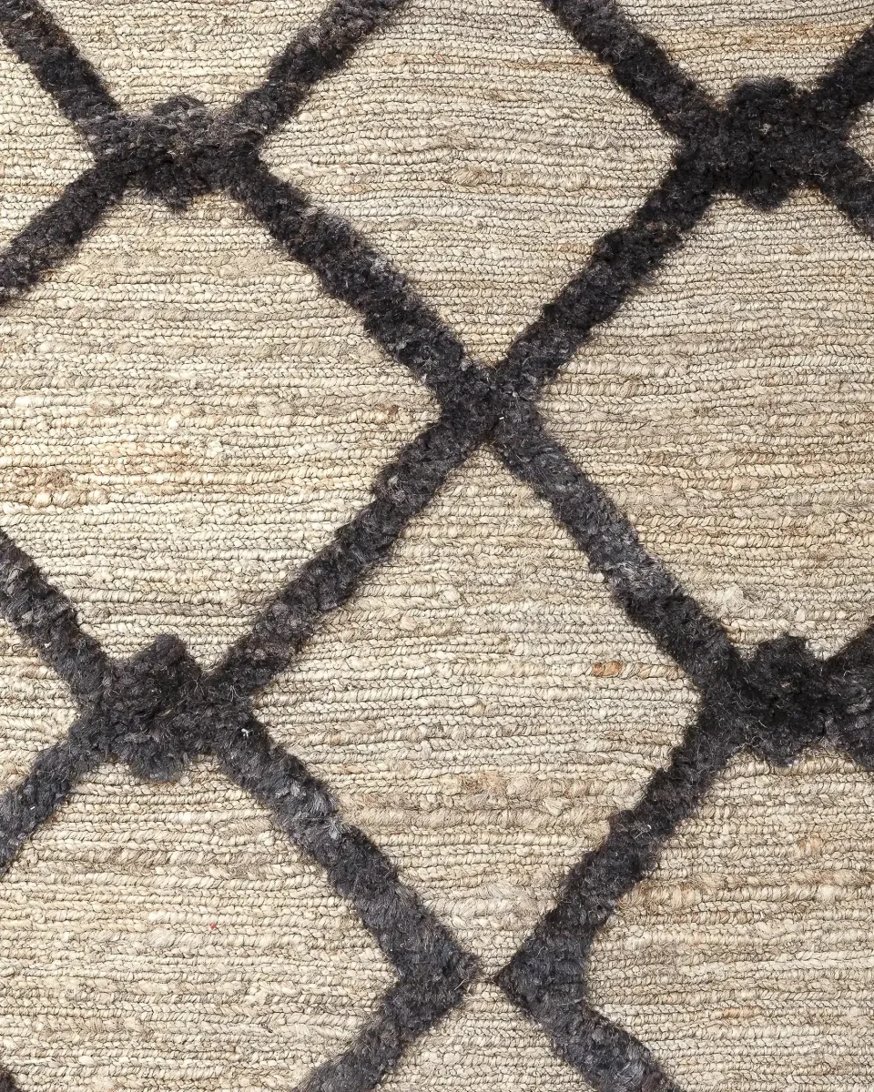 Alfombra SAKRA de yute 350 x 250 cm con patrón negro - Imagen 2