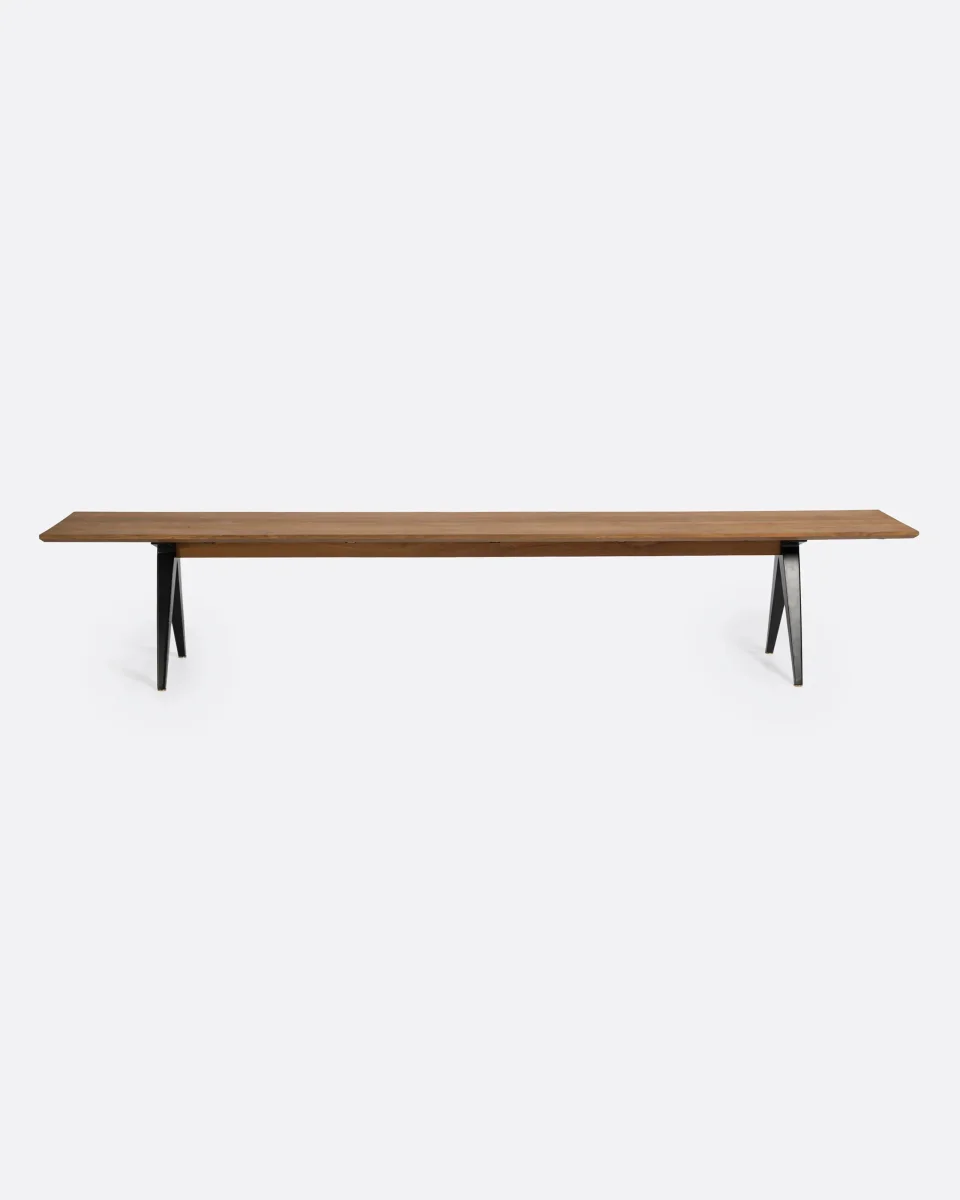 Banco LIKU de madera de teca reciclada y hierro 250 x 40 x 45 cm en color natural - Imagen 2