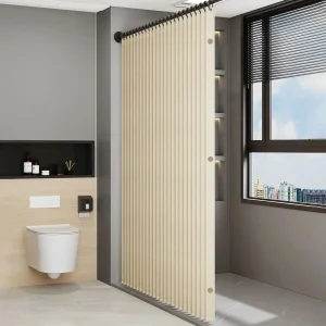CURVASHIELD – Foldable Magnetic Accordion Shower Curtain Waterproof Design
