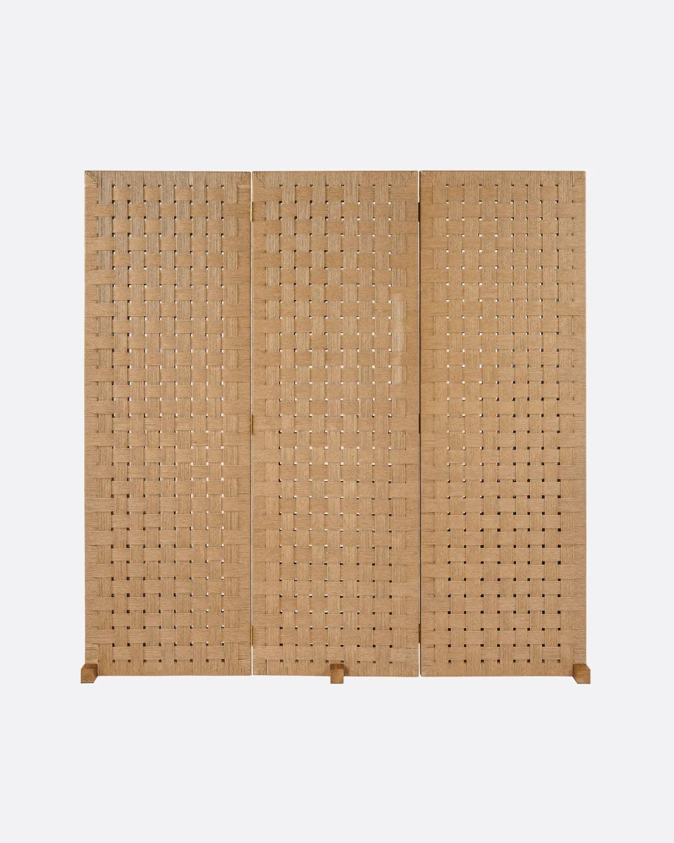Biombo CORA de madera de teca reciclada y cuerda de papel 190 x 5 x 190 cm - Imagen 2