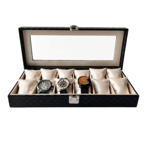 Caja Relojera Organizador 12 puestos Flipp Cuero Para Relojes – Blanco Perla