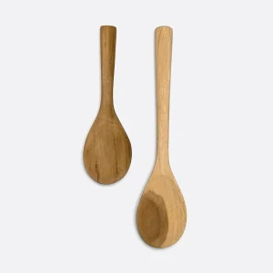 Cuchara DINAMO de madera de teca reciclada 35 x 8 x 1 cm. Set de 2 unidades