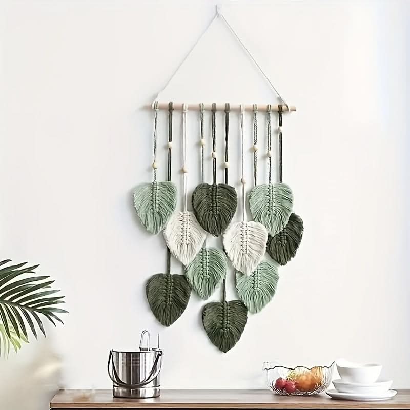 Verdelia - Bohemian Green Leaf Wall Hanging - Imagen 3