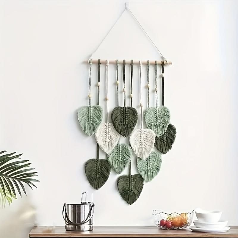 Verdelia - Bohemian Green Leaf Wall Hanging - Imagen 4
