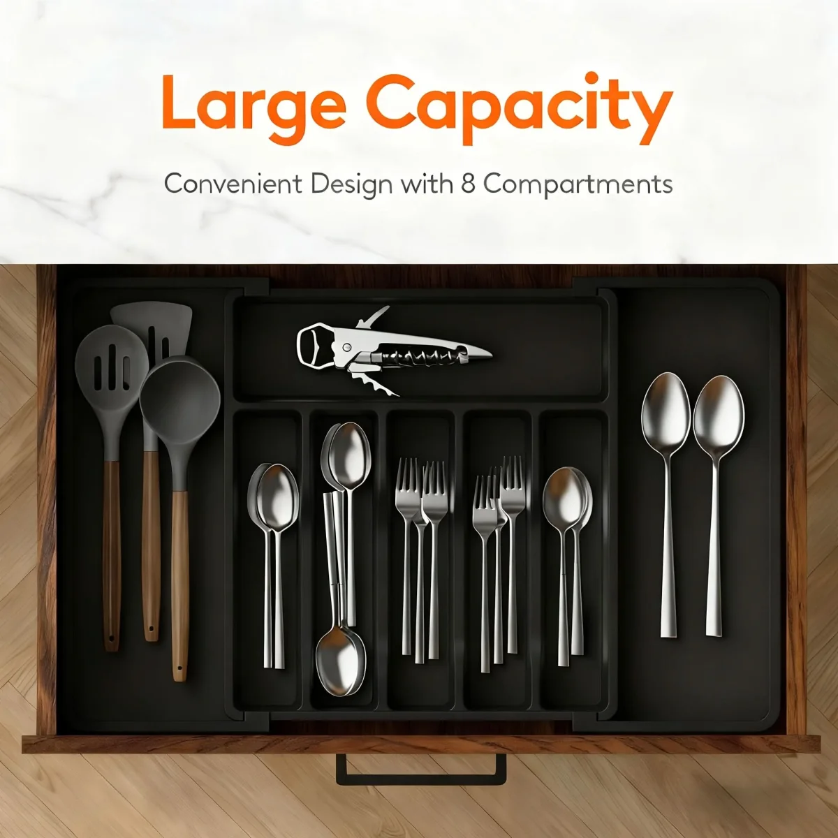 FLEXITRAY – Expandable Utensil Organizer for Kitchen Drawers - Imagen 7