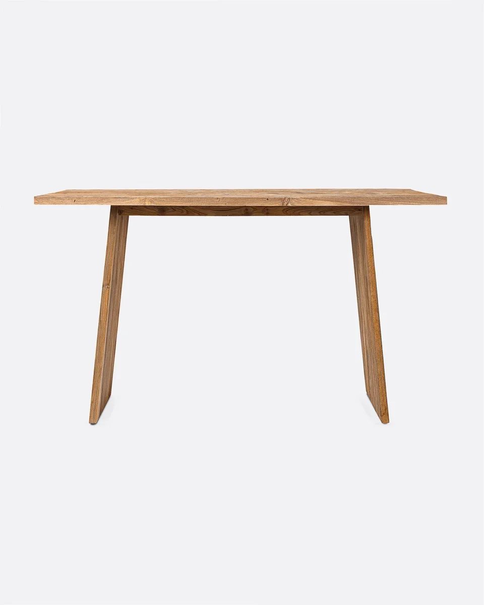 Mesa alta EROSI de madera de teca reciclada 180 x 80 x 105 cm en color natural