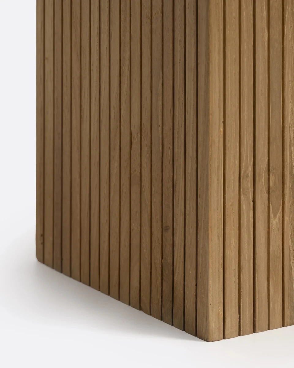 Mesa auxiliar BALARI de madera de teca reciclada Ø 50 cm x 45 cm de altura en color natural - Imagen 7