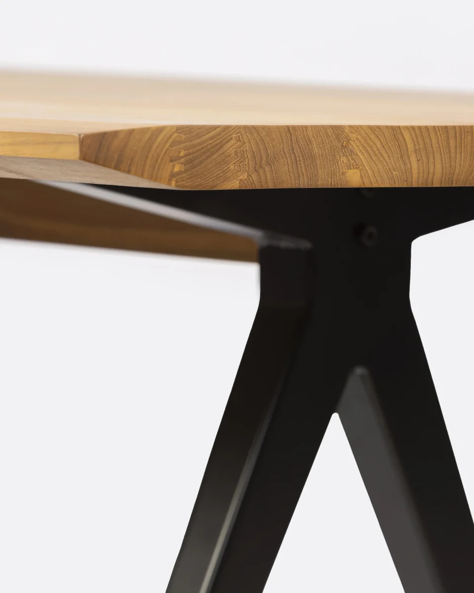Mesa de comedor LIKU de madera de teca reciclada y hierro 180 x 80 x 75 cm - Imagen 4