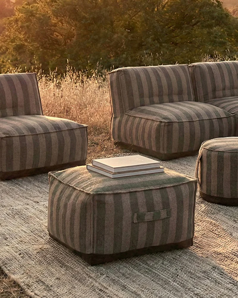 Puf de exterior CACCINI 80 x 80 x 45 cm en color natural y verde oscuro (Sahara) - Imagen 5
