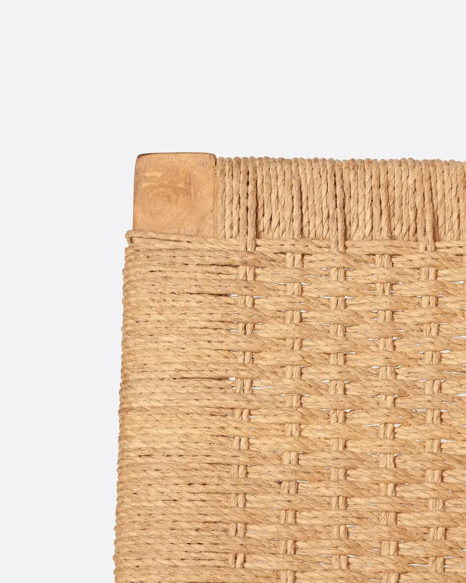 Silla lounge LAWIT de madera de teca y cuerda de papel 62 x 80 x 73 cm en color natural - Imagen 5