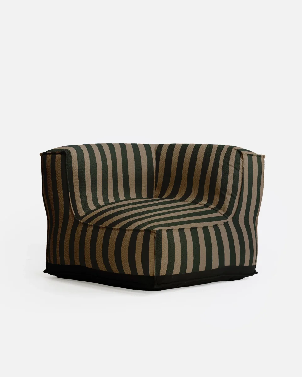 Sofá de exterior CACCINI rinconero 95 x 95 x 80 cm en color natural y verde oscuro (Sahara) - Imagen 3