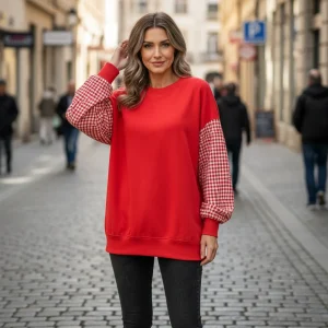 CHECKELLE – Relaxed Patchwork Crew Neck Top