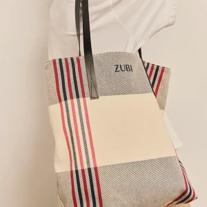 TOTE CUADROS ROJO Y AZUL